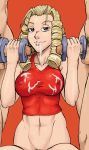 1girl 2boys blonde_hair breasts clothed_sex cum cum_on_body cum_on_breasts cum_on_upper_body erect_nipples facial female handjob kanzuki_karin multiple_boys penis pussy ragathol sex smile street_fighter uncensored