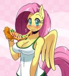 anthro breasts female fluttershy food friendship_is_magic my_little_pony pizza sssonic2