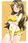 1_girl 1girl art bikini breasts brown_eyes brown_hair cleavage female hair_ornament hairclip inaka_keikou long_hair shinomiya_himawari solo swimsuit vividred_operation