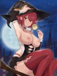 1girl big_breasts bob_cut breasts candy female_focus female_only food hat high_res j@ck lollipop looking_at_viewer night nipples outside patreon patreon_paid patreon_reward pyra_(xenoblade) red_hair short_hair solo_female solo_focus tagme topless video_game_character video_game_franchise witch_hat xenoblade_(series) xenoblade_chronicles_2