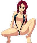  1girl alluring arm arm_behind_back arm_support arms art babe bare_legs bare_shoulders barefoot big_breasts bikini black_bikini black_swimsuit breasts breasts_apart collarbone creatures_(company) deadmoon deadmoon_(kein2002) elite_four elite_four_(kanto_region) feet game_freak glasses green_eyes humans_of_pokemon kanna_(pokemon) light-skinned_female long_hair looking_at_viewer lorelei_(pokemon) navel neck nintendo non-nude one-piece_swimsuit pokemon pokemon_(anime) pokemon_(game) pokemon_firered_and_leafgreen pokemon_frlg pokemon_red_green_blue_&amp;_yellow pokemon_rgby ponytail porkyman purple_hair red_eyes red_hair shiny shiny_hair shiny_skin simple_background sling_bikini swimsuit tiptoes white_background 