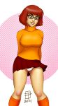  big_breasts callmepo glasses knees orange_shirt orange_socks scooby-doo velma_dinkley 