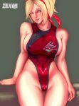  1girl alluring athletic_female bare_legs bikini blonde_hair fit_female lidia_sobieska namco sitting tekken tekken_7 toned_female voluptuous zilvan zilvan_(artist) 