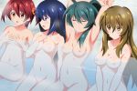  4_girls 4girls akane_isshiki aoi_futaba_(vividred_operation) aqua_hair arm arm_grab armpits arms arms_up art babe bare_legs bare_shoulders bath bathing big_breasts blue_eyes blue_hair blush breasts brown_eyes brown_hair cleavage closed_eyes collarbone covering covering_breasts female friends futaba_aoi_(vividred_operation) green_hair groin hair hair_between_eyes hand_on_chest hand_on_own_chest himawari_shinomiya isshiki_akane large_breasts legs lineup long_hair looking_at_another mound_of_venus multiple_girls navel neck nipples nude onsen open_mouth orange_eyes ponytail red_eyes red_hair redhead saegusa_wakaba scrunchie shared_bathing shinomiya_himawari shiny shiny_hair short_hair short_twintails sitting small_breasts smile steam submerged v_arms vividred_operation wakaba_saegusa water yellow_eyes 