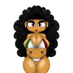  breasts breasts looking_at_viewer mexican_flag_bikini sarah_the_milf thick_thighs 