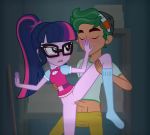 1boy 1girl bespectacled bottomless equestria_girls female friendship_is_magic glasses long_hair male male/female my_little_pony no_bra no_panties no_sound partially_clothed penis_in_pussy ponytail randomtriples sex socks timber_spruce twilight_sparkle twilight_sparkle_(mlp) vaginal vaginal_penetration vaginal_sex webm