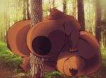 1girl 1girl bear edit forest huge_ass huge_breasts massive_ass massive_breasts overweight_female peary_panda plump sitting