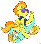 2013 2girls atryl clothing cutie_mark duo equine eyewear female friendship_is_magic hair horse lightning_dust lying multiple_girls my_little_pony on_back orange_hair pegasus plain_background pony spitfire white_background wings wonderbolts_(mlp) yuri