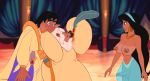  aladdin aladdin_(series) big_breasts breasts chainmale disney futanari husband husband_and_wife intersex princess_jasmine tan_line the_sultan topless wife 