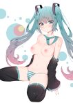 1girl blue_eyes blue_hair breasts female_only giryu miku_hatsune sleeves stockings tied_hair ties twin_tails underwear