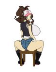 ass blue_eyes breasts brown_hair creatures_(company) facing_away female_protagonist_(pokemon_bw2) game_freak hilda_(pokemon) huge_breasts humans_of_pokemon jean_shorts light-skinned_female looking_back nintendo pokemon pokemon_(anime) pokemon_(game) pokemon_black_2_&_white_2 pokemon_black_and_white pokemon_bw pokemon_bw2 porkyman sideboob toshiso_(artist) touko_(pokemon) white_(pokemon)