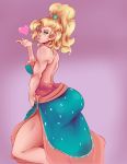 applejack ass blonde blonde_hair blowing_kiss evening_gown freckles green_eyes huge_ass sundown