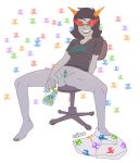  1girl bottle chair female_only grey_skin homestuck horns ms_paint_adventures sitting spread_legs tagme 