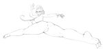 1girl anus ass braid breasts capcom crimson_viper glasses jumping large_breasts legoman lips lm_(legoman) long_hair looking_back milf monochrome nipples nude pompadour pussy single_braid sketch solo split street_fighter toes uncensored