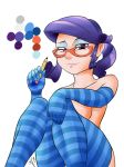 1girl blue_eyes curls cute equestria_girls eyelashes female_only friendship_is_magic glasses hair_up hasbro human humanized light-skinned_female light_skin long_gloves mrw32 my_little_pony pencil purple_hair rarity rarity_(eg) rarity_(mlp) solo_female striped_legwear