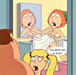 breasts cindi_(family_guy) family_guy fellatio joe_swanson lois_griffin surprised