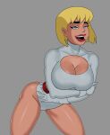  1girl 1girl alien alien_girl big_breasts blonde blonde_hair blue_eyes bob_cut breasts clones female_focus fit_female galatea high_res hourglass_figure huge_breasts muscular_female patreon patreon_paid patreon_reward s short_hair smile solo_female sunsetriders7 tagme 