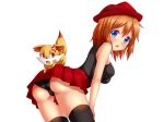 angry arched_back black_panties breasts fennekin looking_at_viewer looking_back medium_breasts non-nude pokemon pokemon_(anime) serena serena_(pokemon) short_hair sideboob skirt upskirt