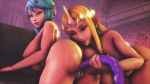  2_girls 2girls animated dildo double_dildo female female_only hyrule_warriors lana_(hyrule_warriors) nintendo princess_zelda sound tagme the_legend_of_zelda toying_partner vaginal_insertion vaginal_penetration webm yuri 