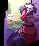 1girl 1girl 2016 anthro anthrofied areola arnachy big_breasts breasts closed_eyes clothed clothing equine friendship_is_magic furry hair high_res horn inside long_hair mammal my_little_pony nipples purple_hair rarity_(mlp) sneeze sneezing torn_clothing unicorn wardrobe_malfunction