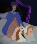 bed cinderella disney doggy_position dress earrings from_behind futanari futanari_on_female gilf inusen lady_tremaine lipstick open_mouth pillow princess_cinderella pull_up smile stepmother