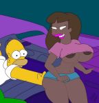 1girl ashley_grant big_breasts edit homer_simpson human male maxtlat nipples race_change the_simpsons