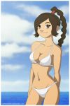 1girl avatar:_the_last_airbender bikini brown_hair brunette cartoongirls_(artist) ponytail solo ty_lee white_bikini