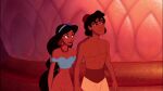  1boy 1girl abs aladdin aladdin_(series) alluring attractive_male bottomless_female calum1998 crop_top disney edit female_abs fit_female handsome_male naked_from_the_waist_down nipples princess_jasmine pussy topless_male voluptuous 