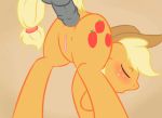 anal anal_penetration animated applejack_(mlp) ass blonde_hair blush cowboy_hat cutie_mark equine fearingfun female feral freckles friendship_is_magic gif hair hat hetero horse male my_little_pony orange_fur penetration penis pony pussy sex