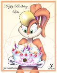 big_breasts breasts cake candles green_eyes lola_bunny