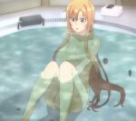 1girl absurd_res alluring alternate_hairstyle armpits ass asuna_(sao) bangs barefoot bath bathing bathroom bathtub between_legs breasts cellphone cleft_of_venus clenched_hands clothes_removed collarbone completely_nude covering covering_breasts covering_crotch day eyelashes fanservice feet female_focus fingernails full_body hair_down hand_between_legs hand_on_own_arm high_res hot_tub indoors jacuzzi knees_up legs long_hair looking_away matching_hair/eyes medium_breasts neck nude open_mouth orange_eyes orange_hair parted_bangs partially_submerged phone pink_towel shiny shiny_hair shiny_skin shoulders shy sidelocks sitting smartphone stitched surprised sword_art_online thighs third-party_edit toenails toes towel water water_drop wet wet_hair