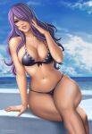 1girl alluring bare_legs big_breasts bikini breasts camilla_(fire_emblem) cleavage crossed_legs fire_emblem flowerxl nintendo swimsuit