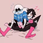  1:1 1:1_aspect_ratio 2boys 2d 2d_(artwork) animated_skeleton artist_request blush boots bottom_sans digital_media_(artwork) hair hair_over_one_eye humanoid humanoid_robot male male/male male_only mettasans mettaton mettaton_ex nervous penis pink_background pink_boots robot robot_boy robot_humanoid sans sans_(undertale) seme_mettaton simple_background skeleton top_mettaton uke_sans undead undertale undertale_(series) video_game_character video_games yaoi 