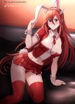  1girl 1girl absurd_res alluring alternate_costume animal_ears big_breasts blush breasts cleavage cordelia_(fire_emblem) detached_collar fake_animal_ears fire_emblem fire_emblem_awakening hair_ornament high_res hocen long_hair looking_at_viewer navel nintendo parted_lips rabbit_ears red_eyes red_hair vilde_loh_hocen watermark web_address wrist_cuffs 