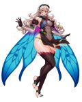  1girl absurd_res big_breasts breasts corrin_(fire_emblem) corrin_(fire_emblem)_(female) corrin_(resplendent)_(fire_emblem)_(female) feet fire_emblem fire_emblem_fates fire_emblem_heroes grey_hair hairband high_res intelligent_systems jadenkaiba long_hair nintendo smile stirrup_legwear toeless_legwear toes white_background 