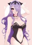 1girl alluring big_breasts breasts camilla_(fire_emblem) cleavage fire_emblem fire_emblem_fates hair_over_one_eye lips long_hair navel nintendo purple_eyes purple_hair savannah_(yugino) smile very_long_hair wavy_hair