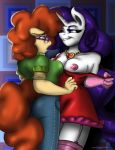  2014 anthro anthrofied blue_eyes breasts clothed clothing dress equine female friendship_is_magic fur furry hair horn horse mammal my_little_pony necklace nipples older pony purple_eyes purple_hair rarity red_hair single_nipple tan_fur twist_(mlp) unicorn white_fur xxxbiliwinxxx 