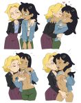 2_girls 4koma aged_up amphibia amphibia_(finale) asian_female blonde_hair blush_lines cheek_kiss clothed_female cute earrings female_only fingering fondling_breast hairclip heart lifting_shirt light-skinned_female marcy_wu partially_clothed_female sasha_waybright scar simple_background thrumbo yuri