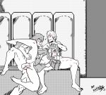  1girl 2boys blush double_penetration fellatio jaune_arc lie_ren may_zedong rwby vaginal_penetration 