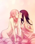 2girls breasts closed_eyes female female_only hair hinata_hyuuga kissing long_hair multiple_girls naruto naruto_shippuden nipples nude pink_hair purple_hair sakura_haruno slj yuri