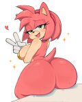 1girl accessory amy_rose anthro ass big_ass big_breasts big_butt bodily_fluids bottom_heavy breasts bubble_butt butt countershade_arms countershade_face countershade_torso countershading dat_ass eulipotyphlan female female_solo gloves green_eyes hair hair_accessory hair_ornament hairband handwear heart hedgehog ichig8miruku large_ass large_breasts looking_at_viewer mammal multicolored_body multicolored_face multicolored_skin open-mouth_smile open_mouth open_smile pink_body pink_hair pink_skin sega sexy shiny shiny_skin short_hair sideboob simple_background sitting smile solo solo_female sonic_(series) sonic_the_hedgehog_(series) sweat tail tan_body tan_countershading tan_skin thick thick_ass two-tone_skin two_tone_body two_tone_face two_tone_skin video_games white_background white_gloves white_handwear