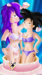 1_alien 2_females 2_girls 2_humans 2girls alien amy_wong avalex black_hair bra cake female female_human female_only futurama hair long_hair looking_at_viewer multiple_girls mutant navel nibbler panties presenting purple_hair standing trio turanga_leela underwear