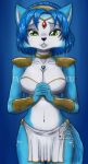 alluring anthro blue_fur furry green_eyes krystal nintendo star_fox vani-fox voluptuous