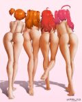 4girls absurdres ahoge arched_back ass ass_focus asuka_langley_souryuu back bent_over creatures_(company) crossover dat_ass drakular18 edit eris_boreas_greyrat eris_greyrat facing_away female_only from_behind full_body game_freak gym_leader hair_flaps hair_ornament hair_over_shoulder hair_tie highres humans_of_pokemon kasumi_(pokemon) kneepits leg_up legs lineup long_hair long_legs milim_nava misty_(pokemon) multiple_girls mushoku_tensei neon_genesis_evangelion nerv nintendo nude orange_hair pink_background pink_hair pokemon pokemon_(anime) pokemon_(classic_anime) pokemon_red_green_blue_&_yellow pokemon_rgby presenting pussy pussy_peek rear_view red_hair shadow short_hair side-by-side side_ponytail simple_background slim_legs standing take_your_pick tensei_shitara_slime_datta_ken thigh_gap thighs twin_tails twitter_username two_side_up wavy_hair