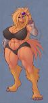  1girl avian big_ass big_breasts blaziken fate_valentine_(wyntersun_oc) muscular_female orange_skin wyntersun yellow_hair 