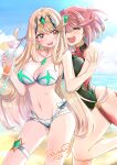 2_girls absurd_res alluring alternate_costume big_breasts bikini blonde_hair high_res multiple_girls mythra nintendo one-piece_bikini pyra red_hair sofusan1526 swimsuit xenoblade_(series) xenoblade_chronicles_2