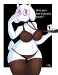 1girl anthro belt big_breasts blush breasts caprine clothing eyewear fur furry glasses goat krayboost legwear long_ears mammal smile stockings toriel undertale underwear video_games