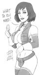 1girl belt big_breasts bioshock bioshock_infinite breasts callmepo coin collar detached_sleeves elizabeth elizabeth_(bioshock_infinite) female female_only kill_la_kill monochrome nudist_beach_uniform pinupsushi short_hair sideboob solo thimble utility_belt vest wrist_cuffs