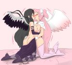  akemi_homura akuma_homura bed breast_press fingering french_kiss homura_akemi kaname_madoka kissing madoka_kaname mahou_shoujo_madoka_magica puella_magi_madoka_magica ultimate_madoka wings yuri zronku 