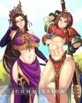  2_girls alluring athletic_female big_breasts big_breasts diao_chan diaochan dynasty_warriors erect_nipples female_abs fit_female hips huge_breasts huge_hips huge_thighs looking_at_viewer nipple_bulge nipples nipples_visible_through_clothing omega_force outside outside project_soul sangoku_musou seong_mi-na shin_sangoku_musou soul_calibur thick_thighs thighs under_boob wide_hips 